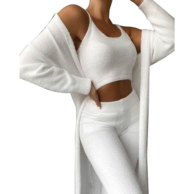 Cardigan Trousers Pajama Set - Capesy