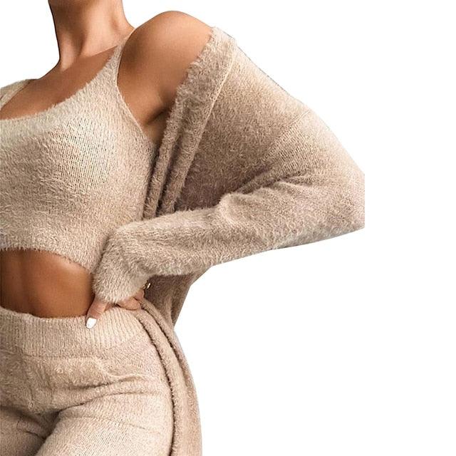 Cardigan Trousers Pajama Set - Capesy